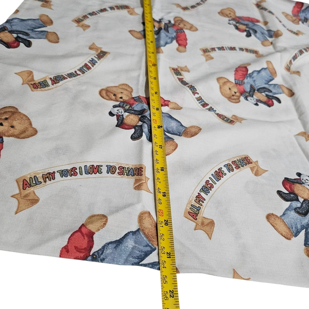 Blue Jean Teddy Vintage Kids Pillowcase Handmade Christmas Poinsetta Holiday VTG